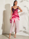 Stylish Sheer Elegance: Asymmetrical Crossed Folding Long Dress with High Side Slit