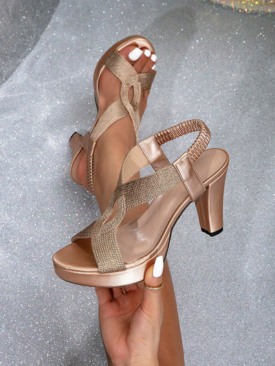 Silver Shimmer: Peep Toe High Heeled Waterproof Platform Sandals