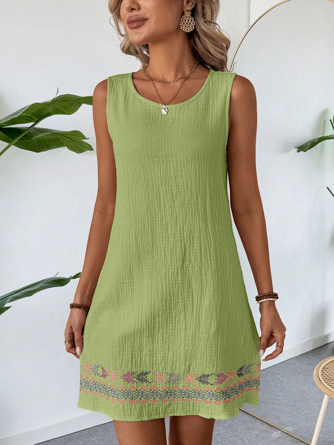 Get ready for a summer of fun in our Women's Summer Linen Texture Sleeveless Tank Dress! Made from breezy linen, this dress is perfect for days at the beach or casual outings. Its elegant apricot color adds a touch of sophistication to any look. Stay cool and stylish all season long in this must-have piece. (Sun, sand, and style, oh my!)