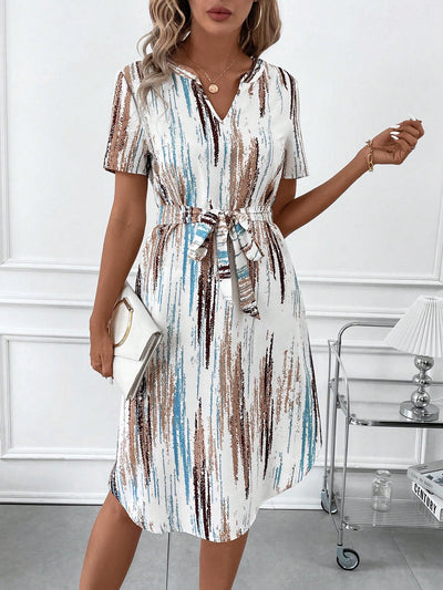 Stylish Independence: Women's Flag Print Short Sleeve Dress