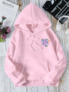 Floral Bliss: Women's Drop Shoulder Drawstring Hooded Sweatshirt