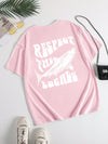 Easy Summer Style: Women's Casual Short Sleeve Tee with Slogan Print