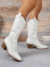 Heartfelt Western Knight Boots: Pointed Toe, Chunky Heels & Embroidered Style