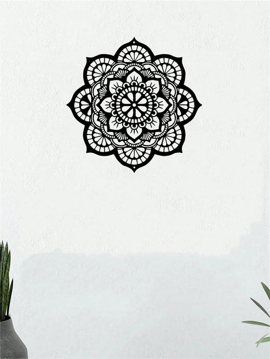 Elegant 30CM Iron Mandala Flower Wall Art - Modern Minimalist Metal Decor for Home and Garden