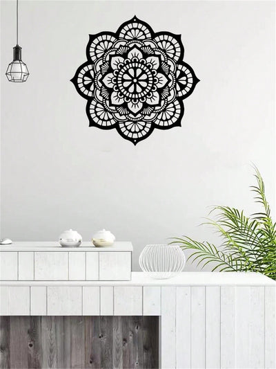 Elegant 30CM Iron Mandala Flower Wall Art - Modern Minimalist Metal Decor for Home and Garden