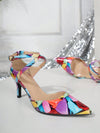 Vibrant Satin Crossed High Heels with Pointed Toe & Sleek Thin Heel for Women