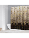 Modern Brown Ombre Geometric Shower Curtain Set – 4-Piece Bathroom Accessory Collection with Hooks & Mats