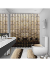 Modern Brown Ombre Geometric Shower Curtain Set – 4-Piece Bathroom Accessory Collection with Hooks & Mats