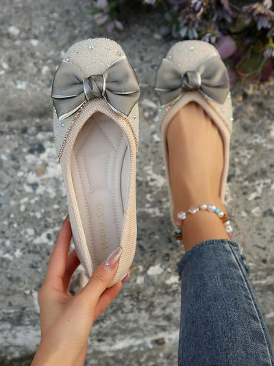 Sparkling Bow Flat Shoes: Perfect for Walking and Shopping in Style