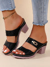 Brown Retro Style High Heel Sandals: Summer Must-Have with Car Stitching & Snake Print