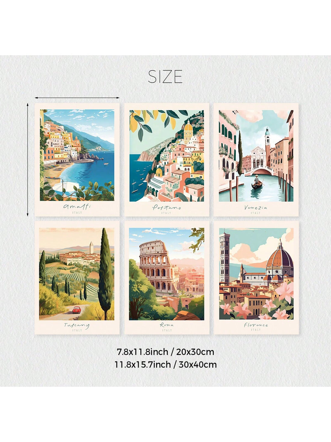 Bring the charm of Italy right into your space with this 6-piece canvas wall art set! Featuring iconic architecture and breathtaking landscapes, these vibrant prints add a splash of wanderlust to any room—whether it’s your cozy living room or lively office. Perfect for travel lovers who want a daily dose of Italian sunshine and style!