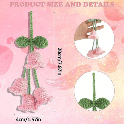 Boho Chic Blossom Drive: Woven Flower Car Hanging Ornament