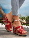 Colorful Snake Print Plus Size Women's Summer Sandals with Butterfly Flower Studs