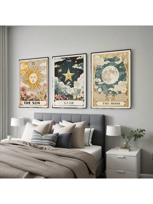 Modern Celestial Decor Set: Stars, Moon, Sun Cards for Every Room in Your Home