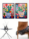 Desert Dreams: Cactus Illustration Canvas Wall Art Set for Any Space