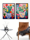 Desert Dreams: Cactus Illustration Canvas Wall Art Set for Any Space