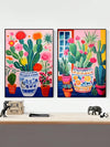 Desert Dreams: Cactus Illustration Canvas Wall Art Set for Any Space