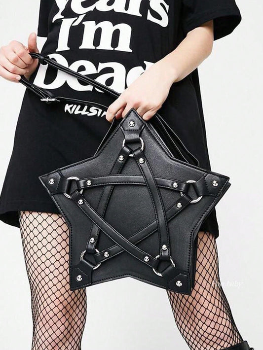 Unleash your inner cool girl with our Pentagram Bag messenger bag. The unique design features a bold pentagram, perfect for showing off your edgy style. With plenty of room for your essentials, this bag is both trendy and functional. Channel your individuality with this must-have accessory.