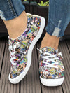 Spooky Chic: Halloween Colorful Skull Printed Cloth Loafers for Women