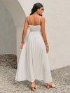 Bohemian Chic Spaghetti Strap Beach Dress - White for Women