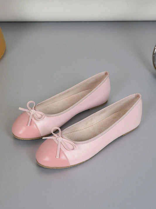 Chic Bowknot Spliced Flat Shoes for Effortless Style – Soft & Comfortable Low-Heel Design for Every Season