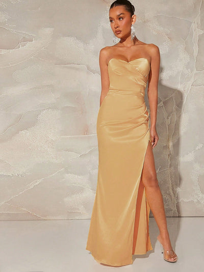 Wrap Yourself in Elegance: Haute Pleated Satin Dress