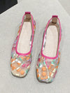 Chic Hand-Embroidered Mesh Loafers: Large Size Square Toe Mary Janes