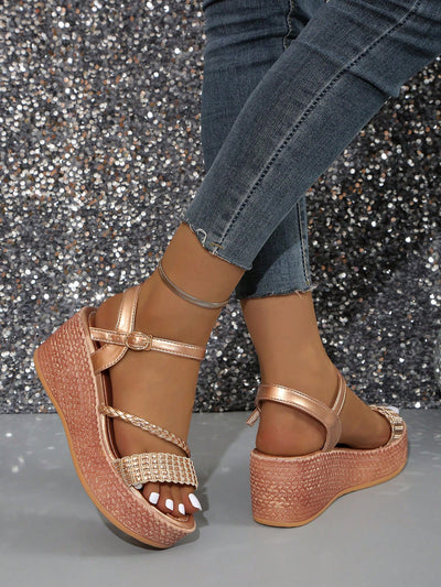 Golden Goddess Wedge Heel Sandals: Lightweight and Stylish for Your Holiday Wardrobe