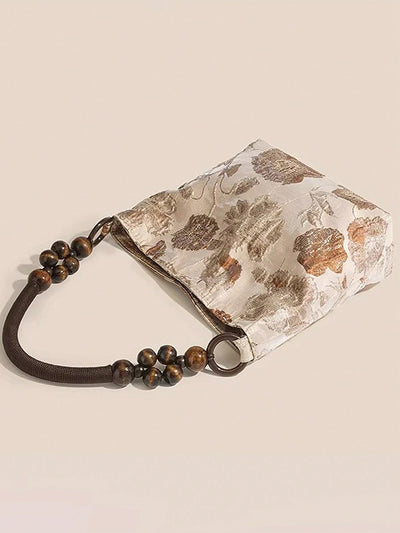 Vintage Vibes: Caramel Macchiato Jacquard Shoulder Bag