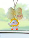 Add a Touch of Whimsy to Your Car with this Yellow Bowknot Flower and Duck Interior Ornament