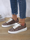 Stylish Leopard Print Women’s Casual Sneakers - Comfortable Lace-Up Athletic Shoes for Everyday Wear