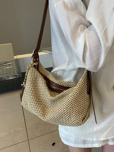 Chic Khaki Woven Bag: The Perfect Vintage Summer Accessory