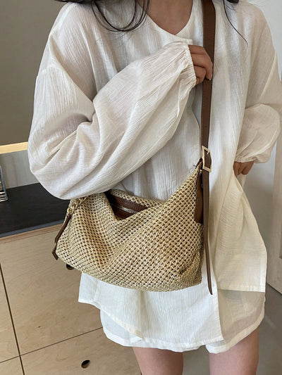 Chic Khaki Woven Bag: The Perfect Vintage Summer Accessory