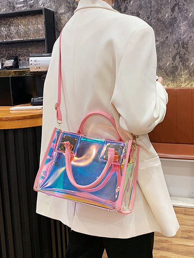 Clear and Chic: Laser Shoulder Crossbody Handbag with Inner Pouch