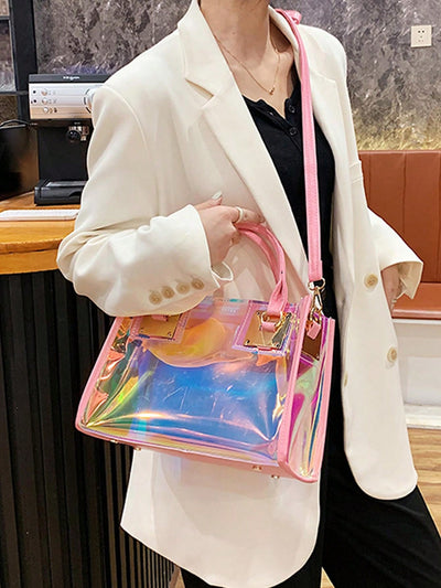 Clear and Chic: Laser Shoulder Crossbody Handbag with Inner Pouch