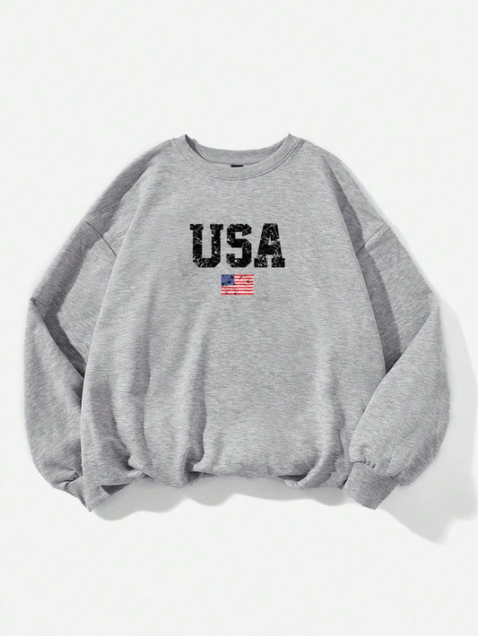 4th of July Celebrations: Patriotic American Flag Sweatshirt for Women