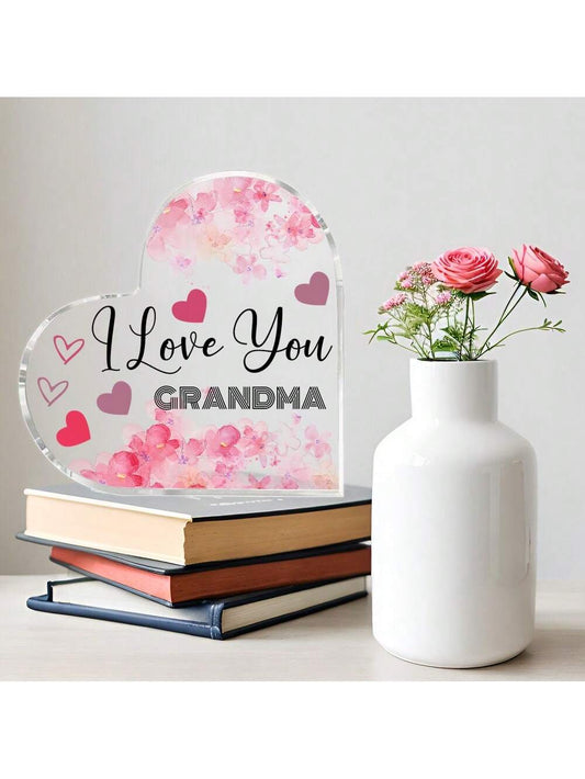 Heartfelt Acrylic Gift - 'I Love You Grandma' Artistic Heart for Mother's Day