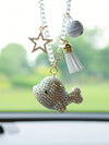 Dazzling White Dolphin Car Interior Ornament with Full Rhinestones - Sparkle and Shine on the Go!