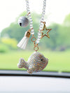 Dazzling White Dolphin Car Interior Ornament with Full Rhinestones - Sparkle and Shine on the Go!