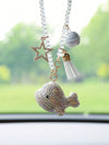 Dazzling White Dolphin Car Interior Ornament with Full Rhinestones - Sparkle and Shine on the Go!