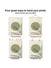 Retro Green Moon and Leaf Art Poster Canvas Print Set - Modern Neutral Wall Art for Home Decor