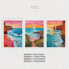 Horizon Sunrise Travel Scenery Art: 3 Piece Set of Colorful Ocean Illustrations