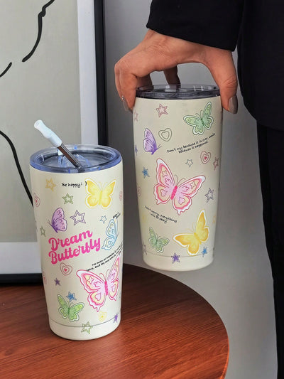 Dreamy Butterfly Double-Walled Stainless Steel Insulated Travel Mug - The Perfect Holiday or Birthday Gift!