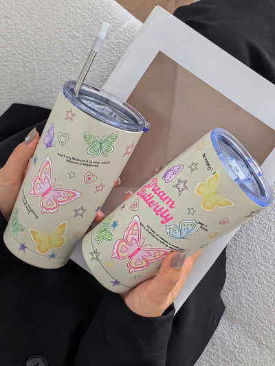 Dreamy Butterfly Double-Walled Stainless Steel Insulated Travel Mug - The Perfect Holiday or Birthday Gift!