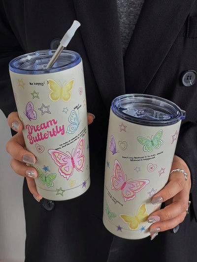 Dreamy Butterfly Double-Walled Stainless Steel Insulated Travel Mug - The Perfect Holiday or Birthday Gift!