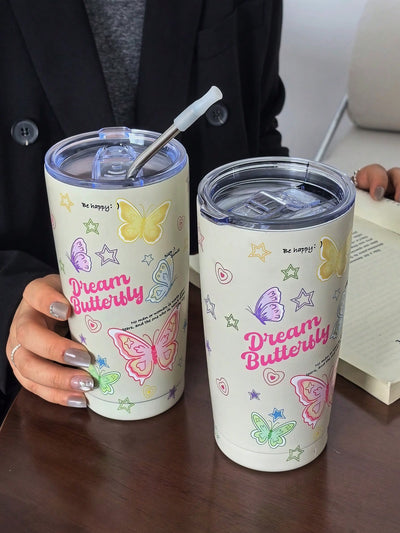 Dreamy Butterfly Double-Walled Stainless Steel Insulated Travel Mug - The Perfect Holiday or Birthday Gift!