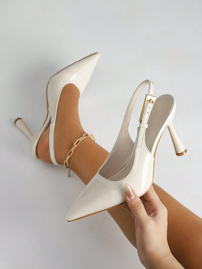 Chic Pointed Toe Buckle Heels with Stone Print – Trendy Slip-On Pumps for Every Occasion