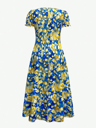 Flower Power: Women's Summer Floral Print Round Neck Short Sleeve Dress