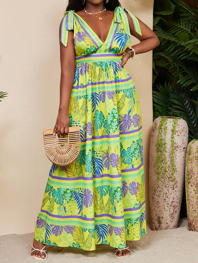 Tropical Bliss V-Neck Dress: Bring the Island Vibes to Your Wardrobe!