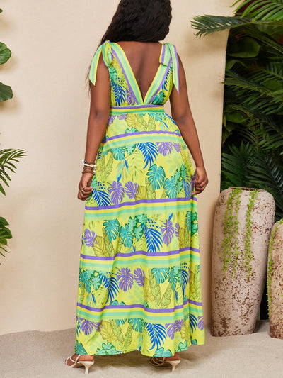 Tropical Bliss V-Neck Dress: Bring the Island Vibes to Your Wardrobe!